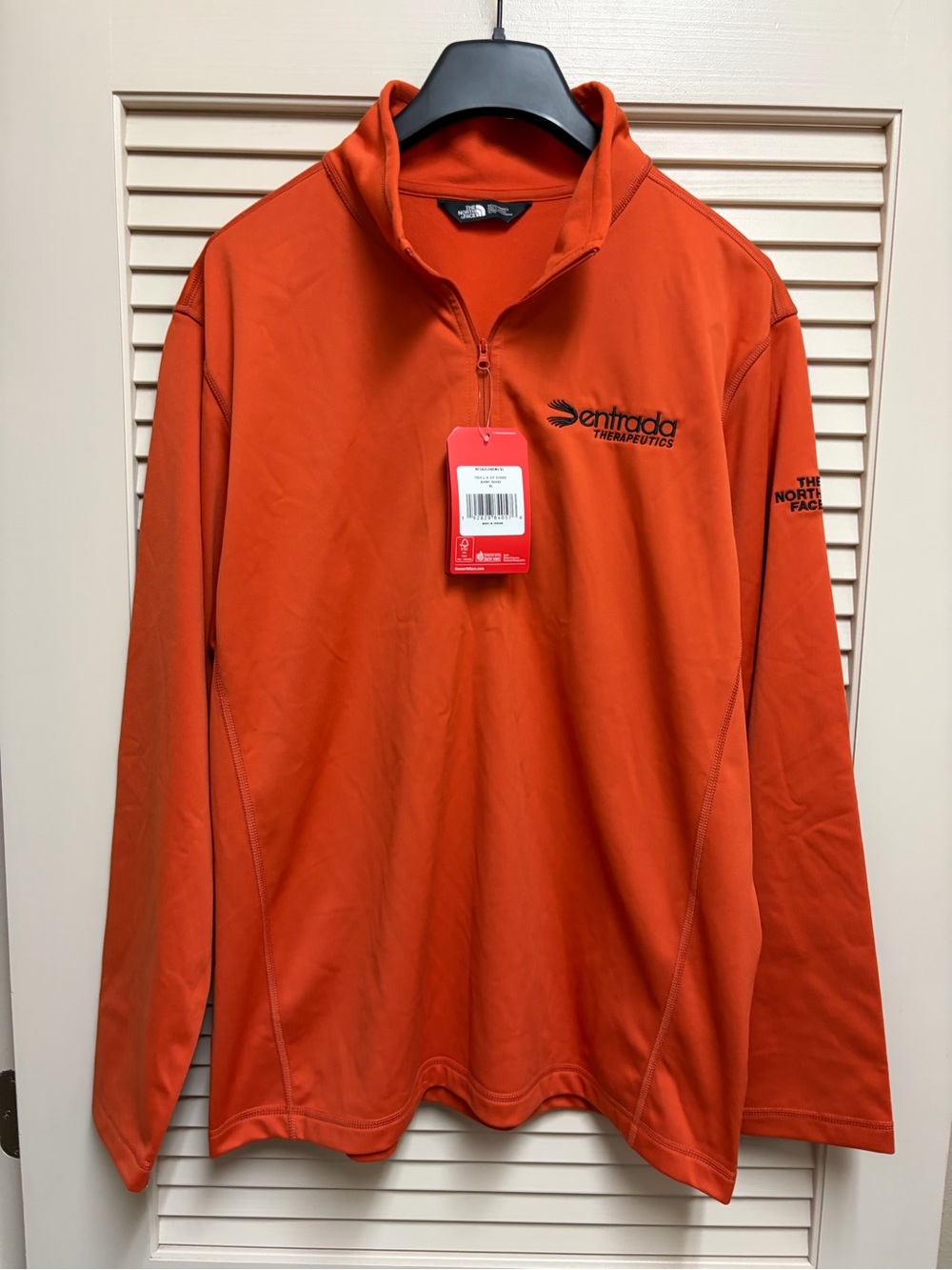 The North Face Tech 1/4 Zip Fleece Mens XL Burnt Ochre Entrada Logo Embroidered